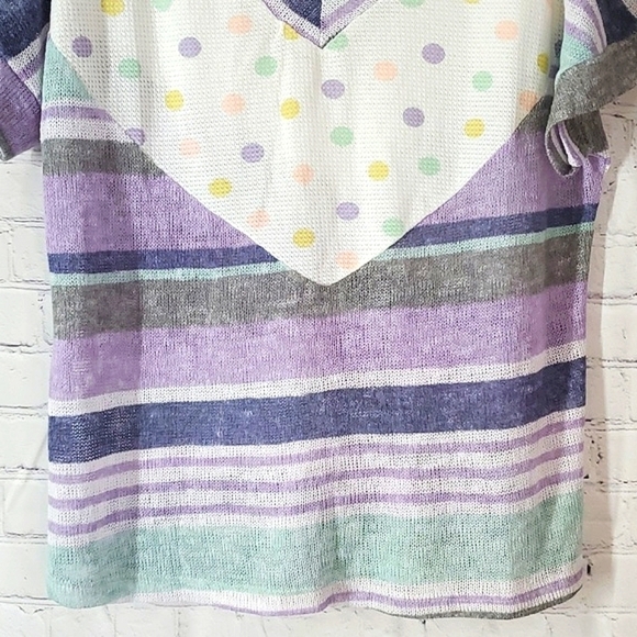 Oddi USA Made Knit Lavender Lilac Purple Polka Dot Funky Fun Oversized Top Sz M - Picture 7 of 12